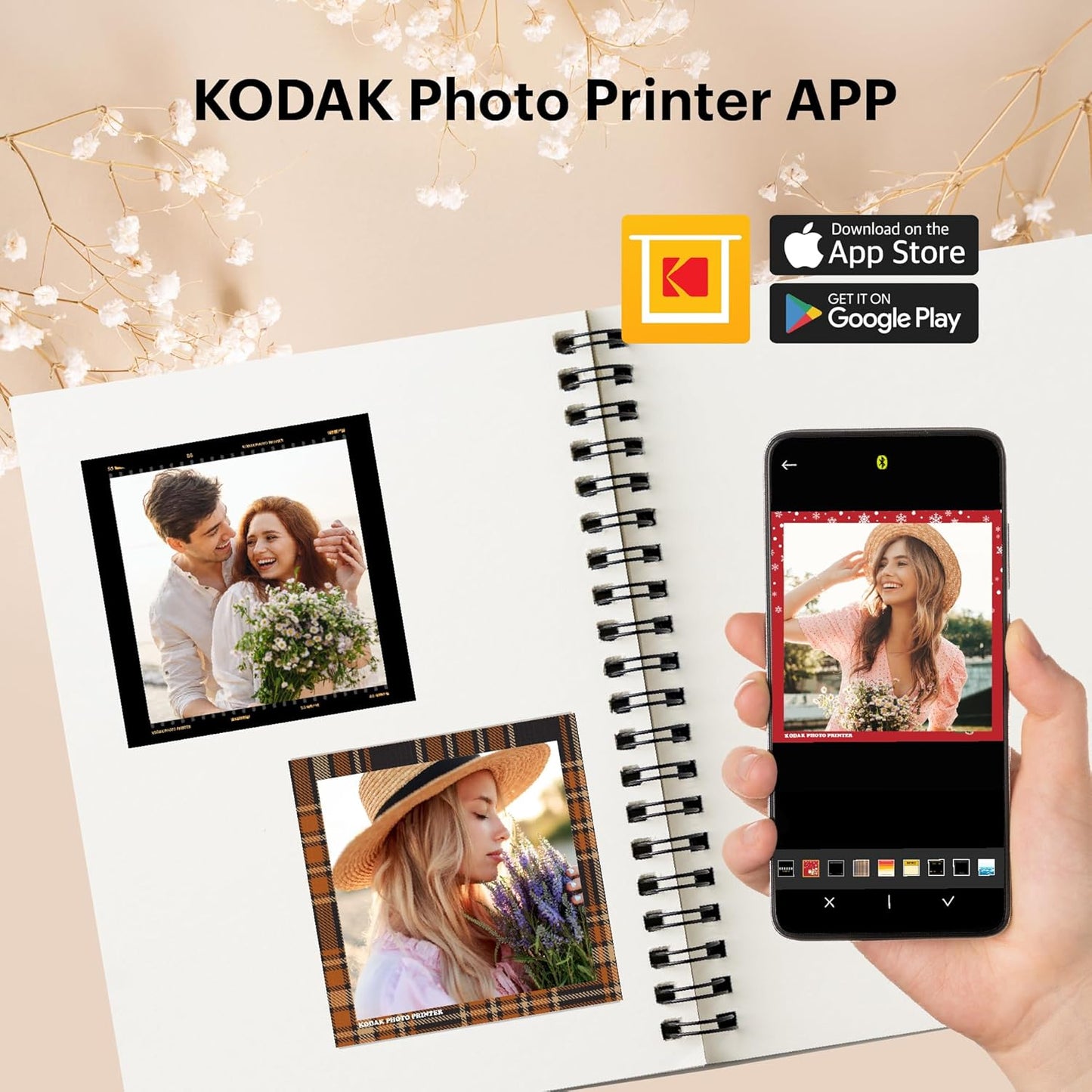 Mini 3 Retro 4PASS Portable Photo Printer (3X3 Inches) + 8 Sheets, Black