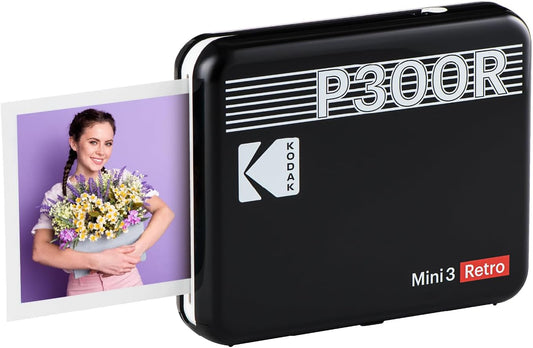Mini 3 Retro 4PASS Portable Photo Printer (3X3 Inches) + 8 Sheets, Black